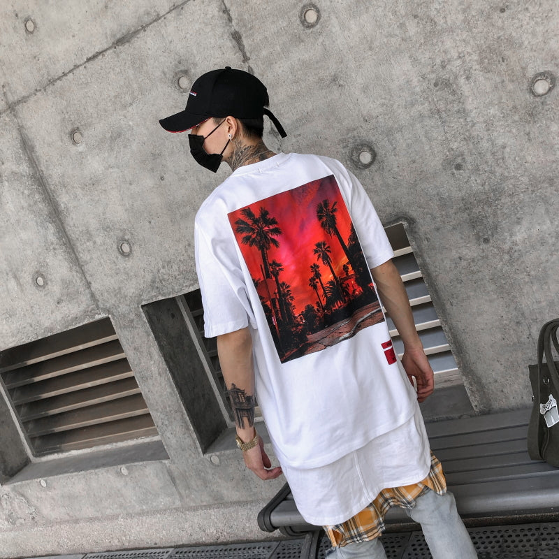 Chill Men's Short Sleeve T-Shirt with Coconut Tree Print