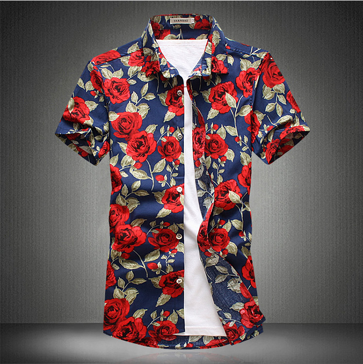 2018 Fashion Floral Short Sleeve Shirt for Men