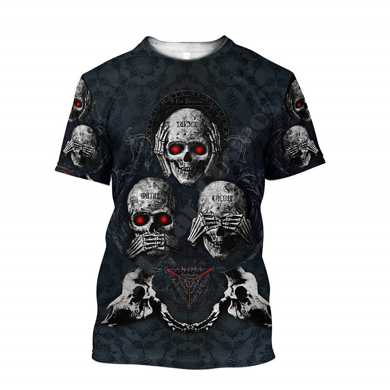 Funny Casual Skull Graphic T-Shirts for Men - Oversized