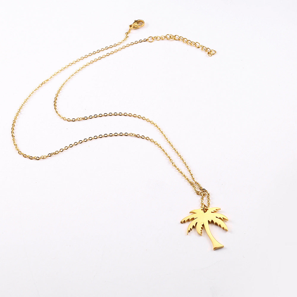 Gold-Plated Coconut Tree Necklace for Men and Women