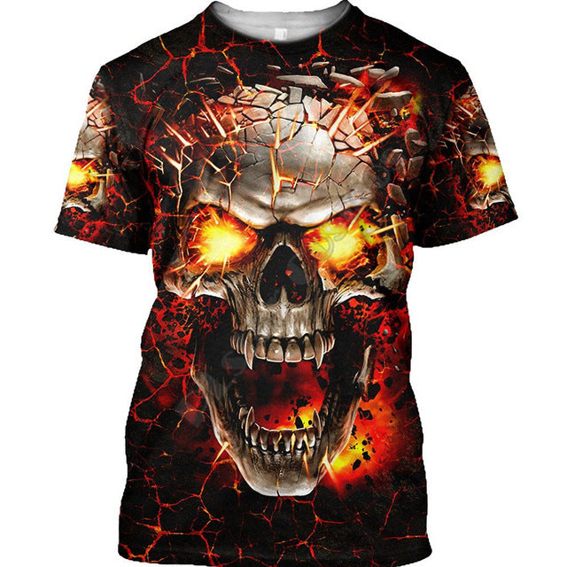Funny Casual Skull Graphic T-Shirts for Men - Oversized