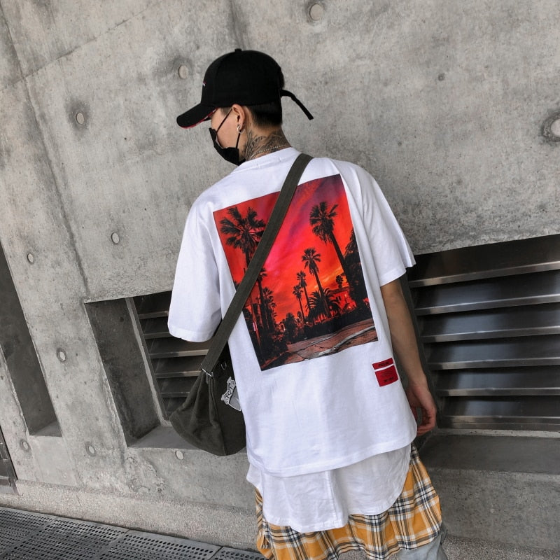 Chill Men's Short Sleeve T-Shirt with Coconut Tree Print