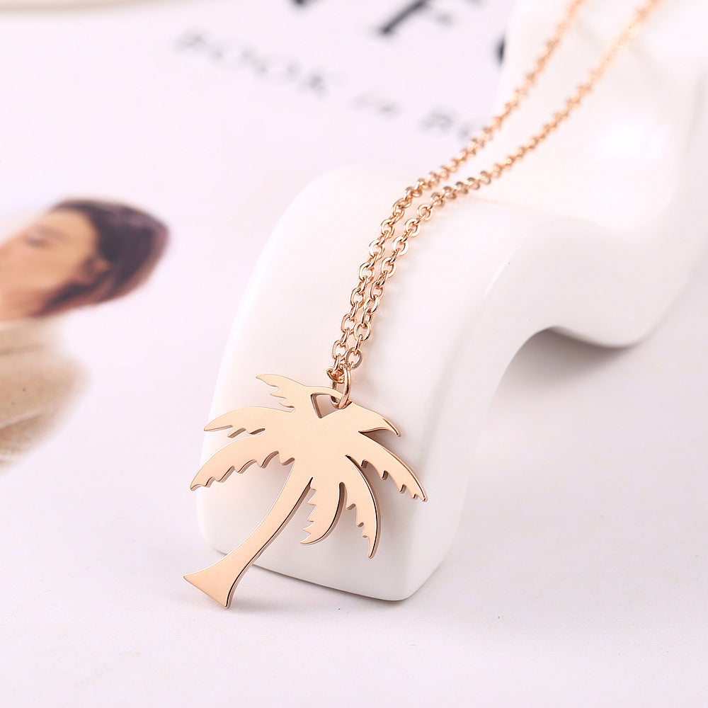 Gold-Plated Coconut Tree Necklace for Men and Women