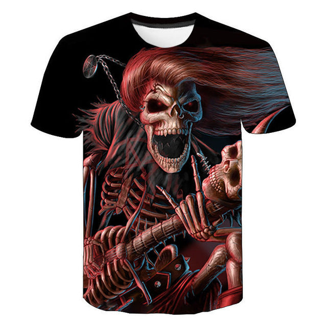 Funny Casual Skull Graphic T-Shirts for Men - Oversized