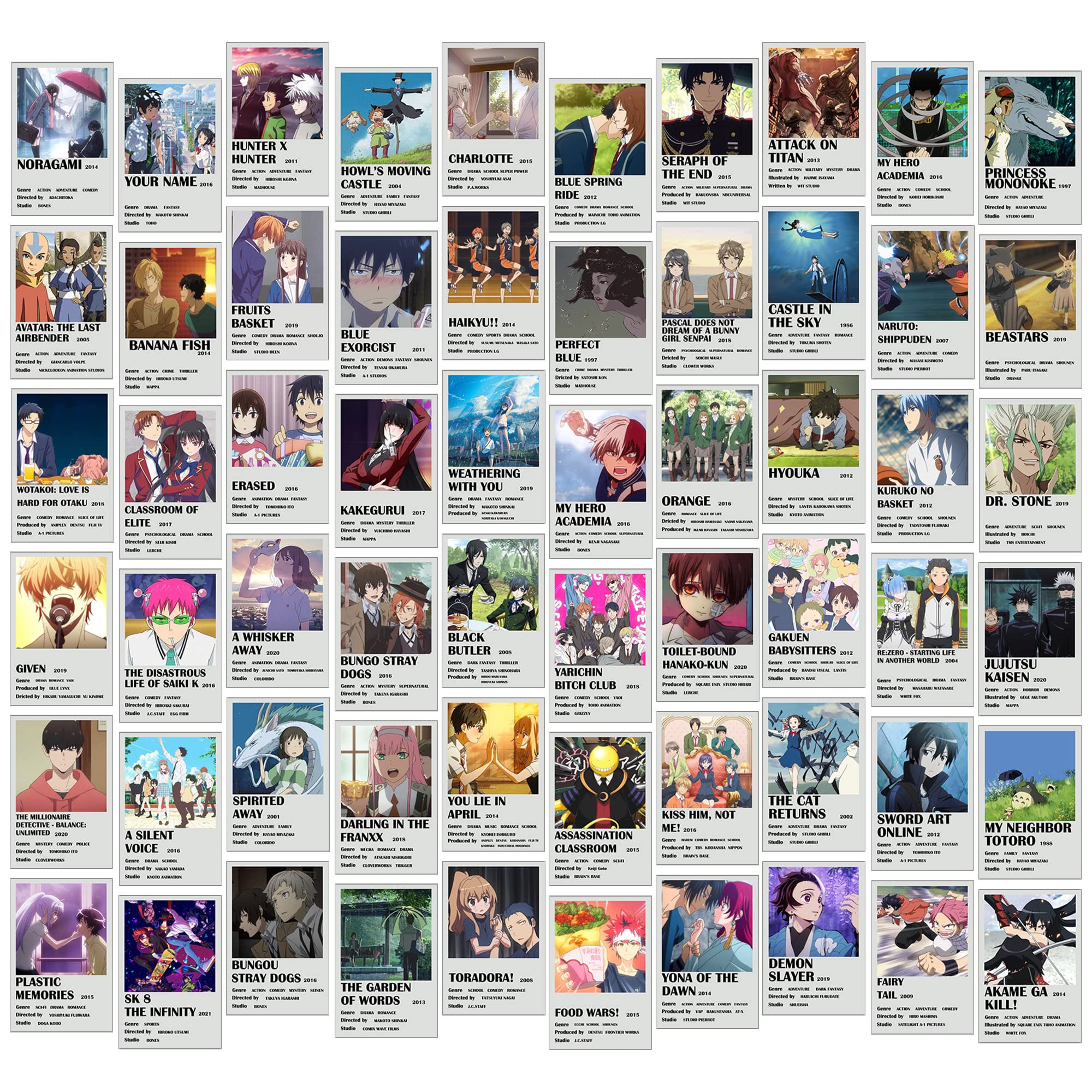 ملصقات أنيمي لتزيين غرف الأنمي، أشياء لغرف الأنمي لغرفة النوم، 60 قطعة من ديكورات حائط الأنمي لصور حائط أنمي، كولاج حائط أنمي ومانجا لطيف، ديكور غرفة كاواي جمالي، صندوق هدايا بضاعة أنمي