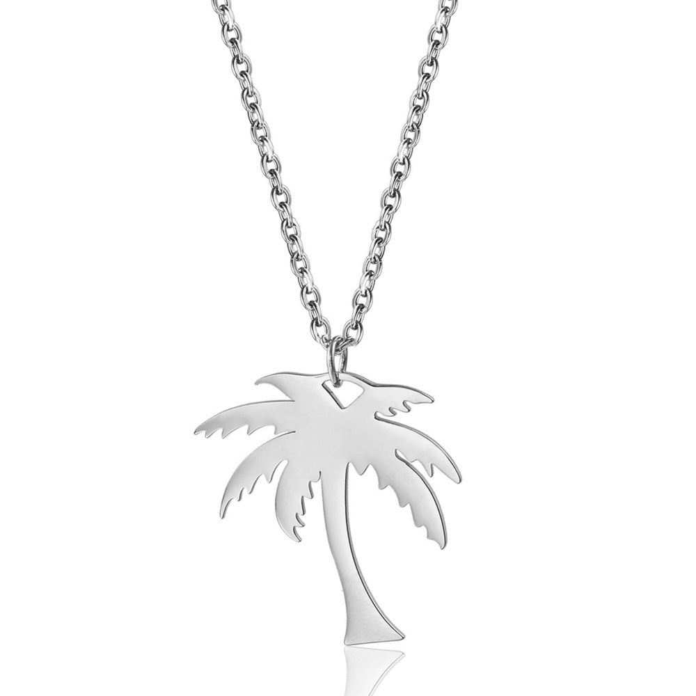Gold-Plated Coconut Tree Necklace for Men and Women