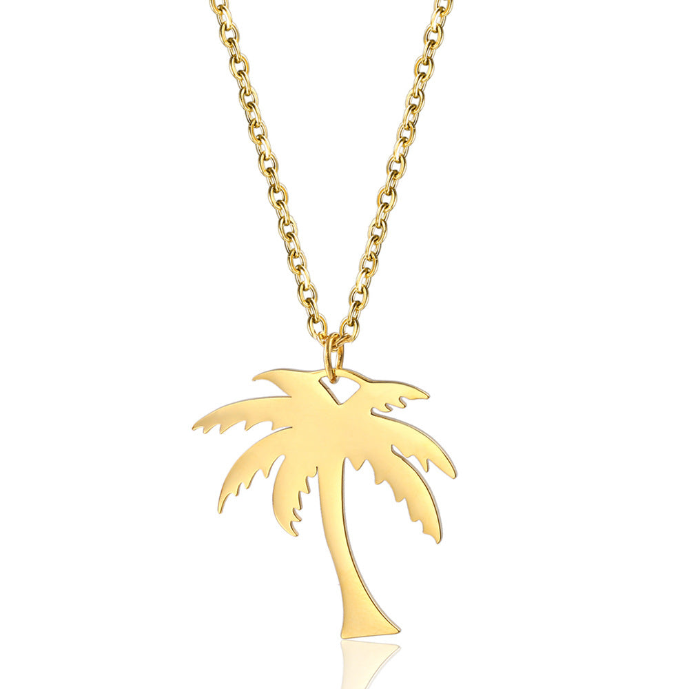 Gold-Plated Coconut Tree Necklace for Men and Women